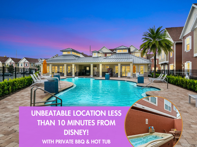 Stay in one of the closest resorts to Disney! With a private Hot tub, BBQ grill and Resort Access!