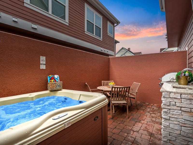 Relax in your private hot tub after a long day at the parks!