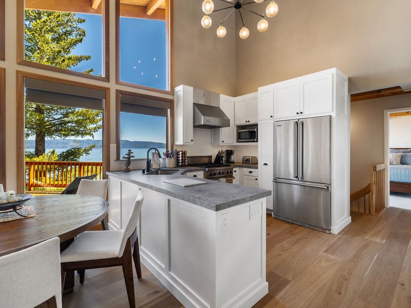 Newly remodeled kitchen with stainless steel appliances