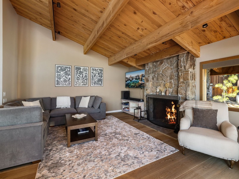 Lounge in the comfortable L-shaped sofa after a beach day