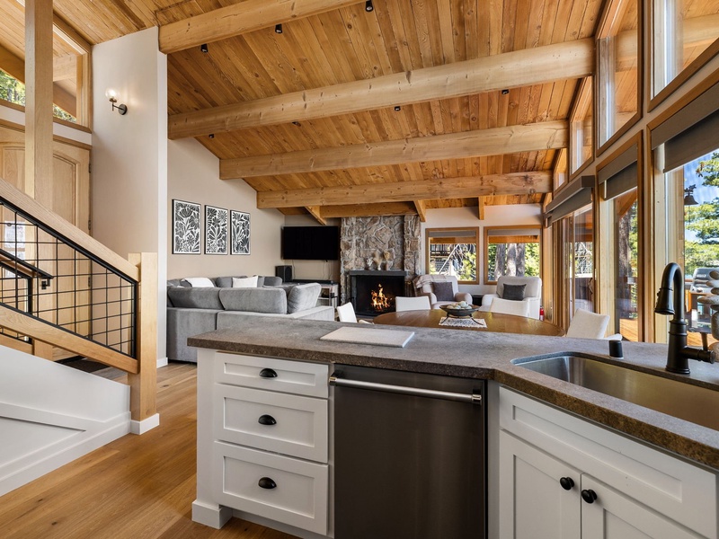 View of the main living area from the kitchen