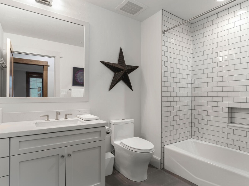 Bathroom two with a tub/shower combo