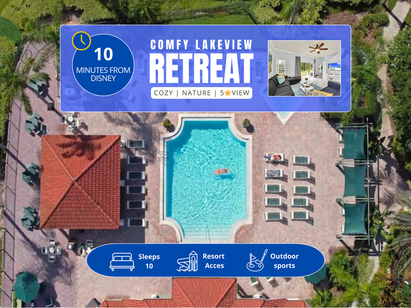 Stay nestled just minutes from Walt Disney World, surrounded by natural beauty and resort-style amenities!