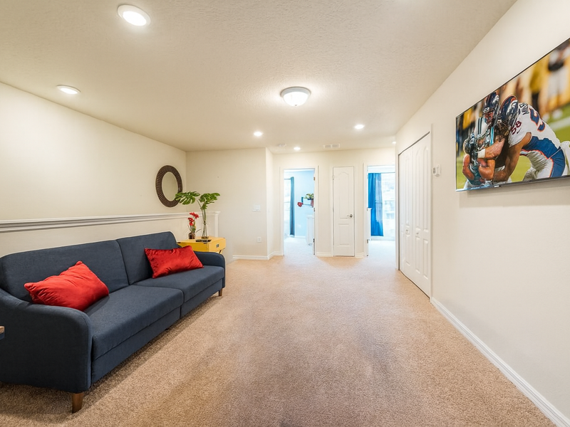 Unwind in our upstairs tv room.