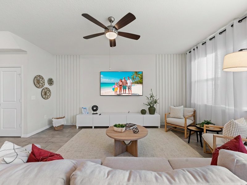 Cozy up and enjoy a movie night with family and friends.