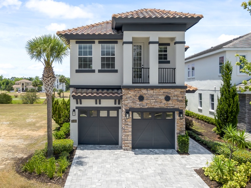 The house features a contemporary Mediterranean style.