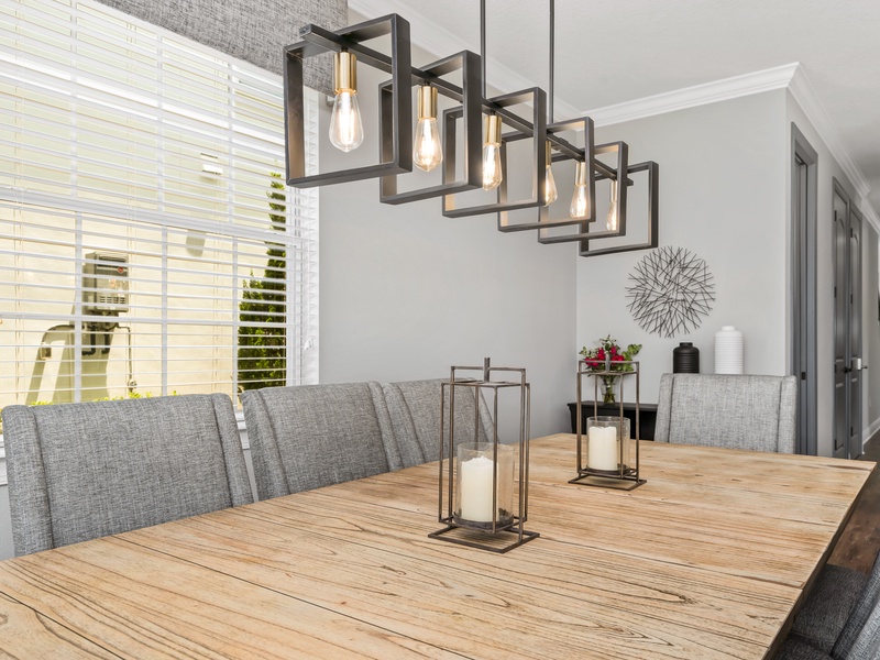 Dine in comfort at an 8-seat dining room. Perfect for building new holiday memories.