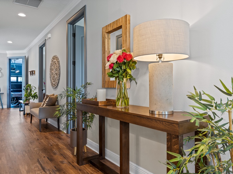 This home welcomes you with an stylish entryway with warm décor.