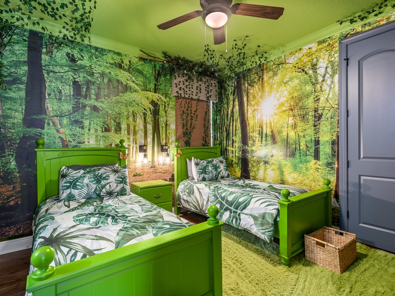 Need more adventure? This guest room brings to life the essence of the jungle.