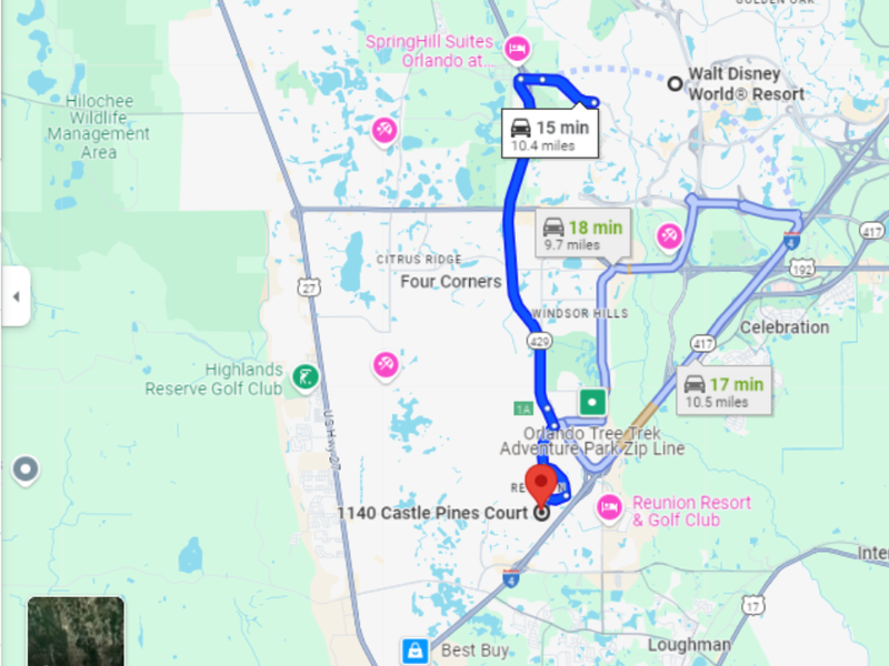 15 to 20 minute drive from Orlando's most popular theme parks.