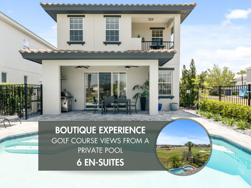 Vacation rental in Reunion Resort with private pool, outdoor al fresco area with BBQ and stunning golf-course views.