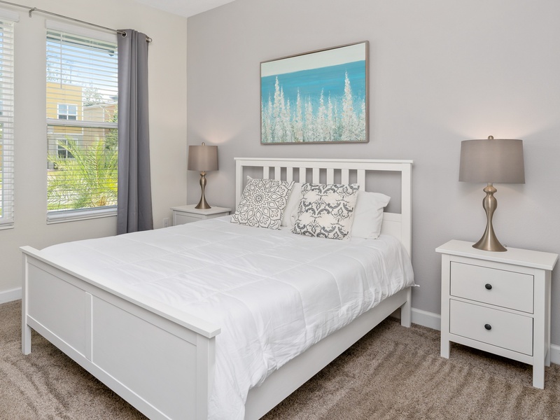 Enjoy comfortable beds, ready for you to relax and unwind after a long day at the parks.