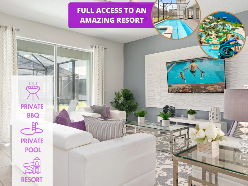 Spend your holidays in a fully furnished 6 bedroom, 5.5 bathroom house with full resort access and private pool!