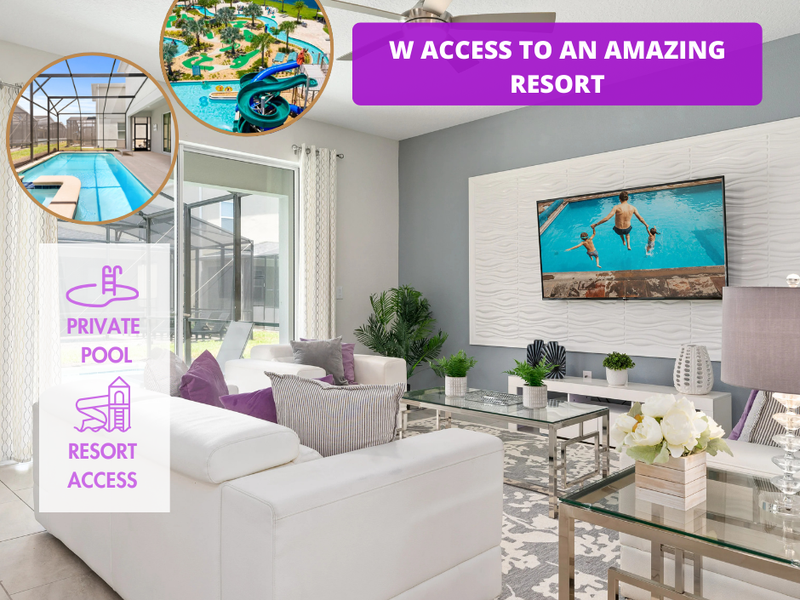 Spend your holidays in a fully furnished 6 bedroom, 5.5 bathroom house with full resort access and private pool!