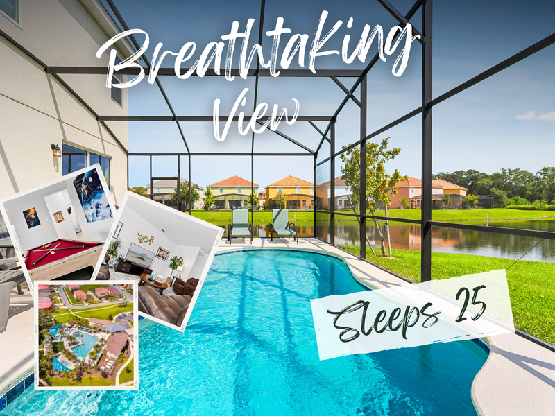 Stay at our 10-bedroom, 8-bathroom vacation rental, overlooking a lake. Sleeps 25!