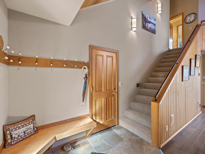 Garage access and steps to 2nd floor