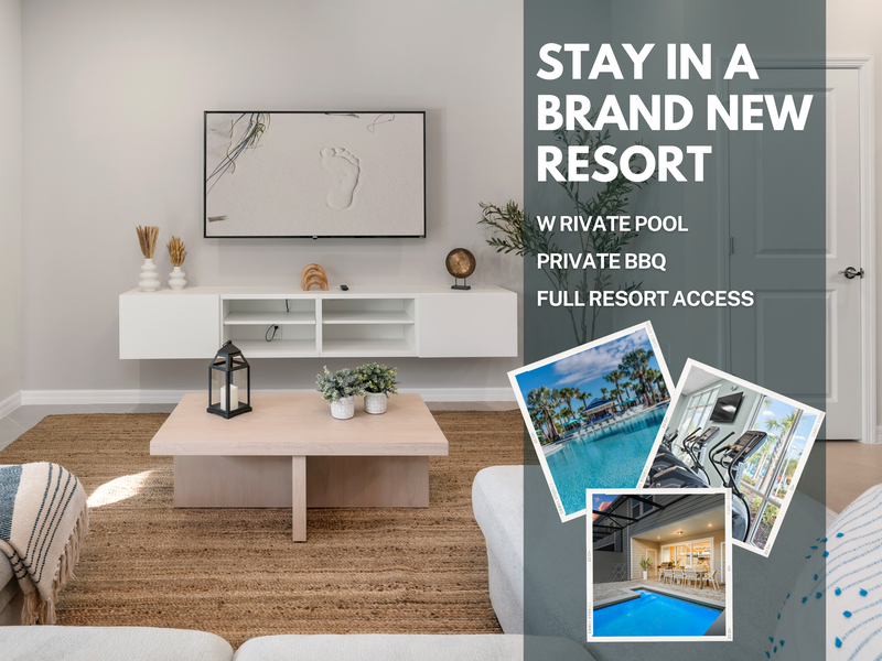 Stay at a brand-new resort in our modern 5-bedroom house, featuring a private pool, and BBQ grill.