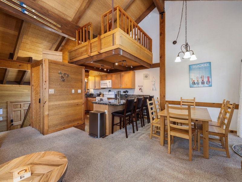 Alternative view of living room and kitchen