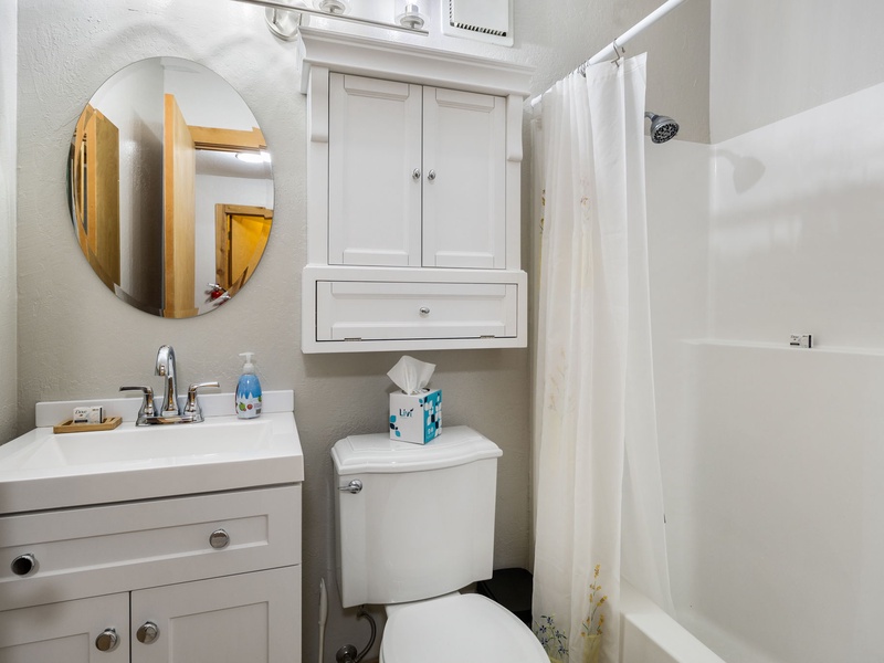 Shared bathroom-shower and tub combo