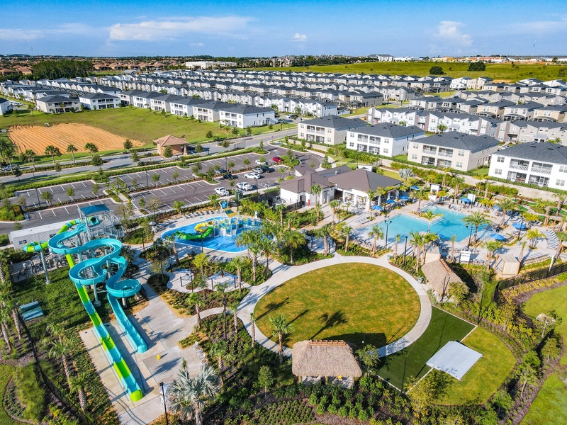 In need of more entertainment? The clubhouse near the house features an expansive pool, water slides, a splash pad, a mini golf course and more.