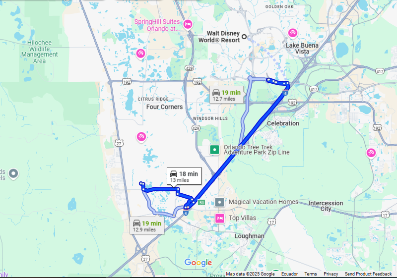 Just a 15-20 minute drive to Walt Disney World Resort! (Travel times may vary due to traffic).