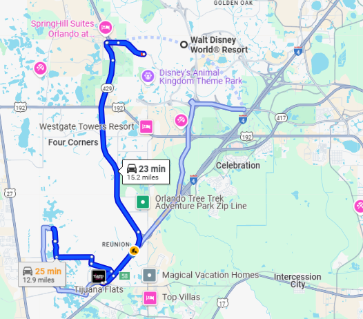 Just a 15-20 minute drive to Walt Disney World Resort! (Travel times may vary due to traffic).