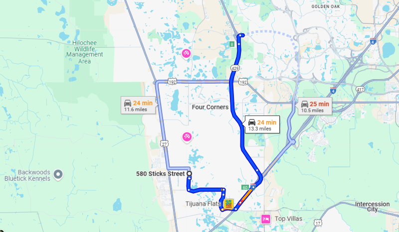 Just a 15-20 minute drive to Walt Disney World Resort! (Travel times may vary due to traffic).