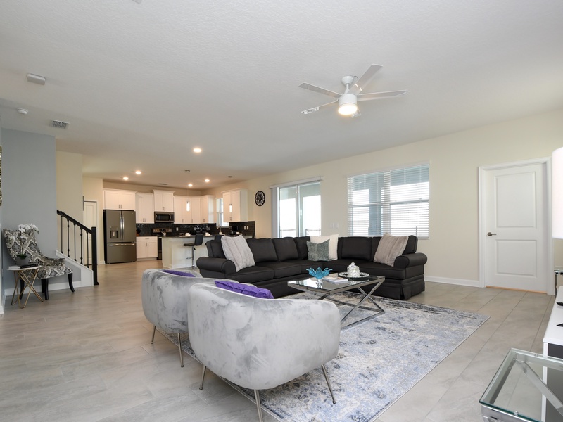The home's open-concept layout is perfect for groups and families.