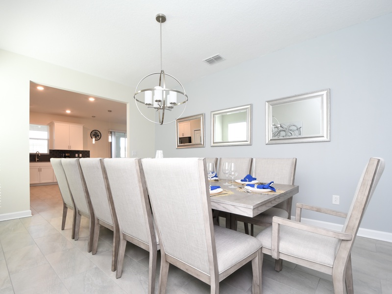 Dine in comfort at an 12-seat dining room.
