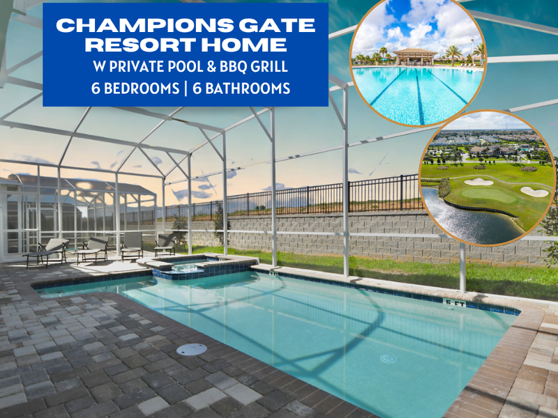 Enjoy a magical Orlando getaway in this 6-bedroom, 6-bathroom with private pool, BBQ and resort access.