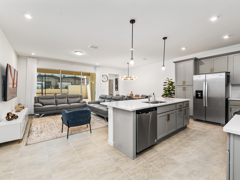 The house's open-concept layout is perfect for large groups and families.