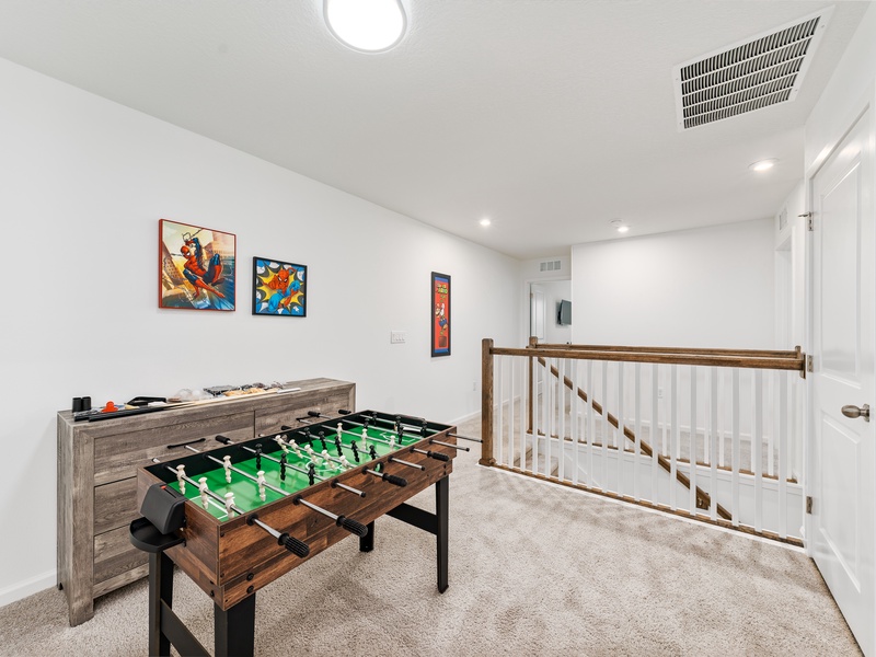 Challenge your family and friends to a fun match at the foosball table.