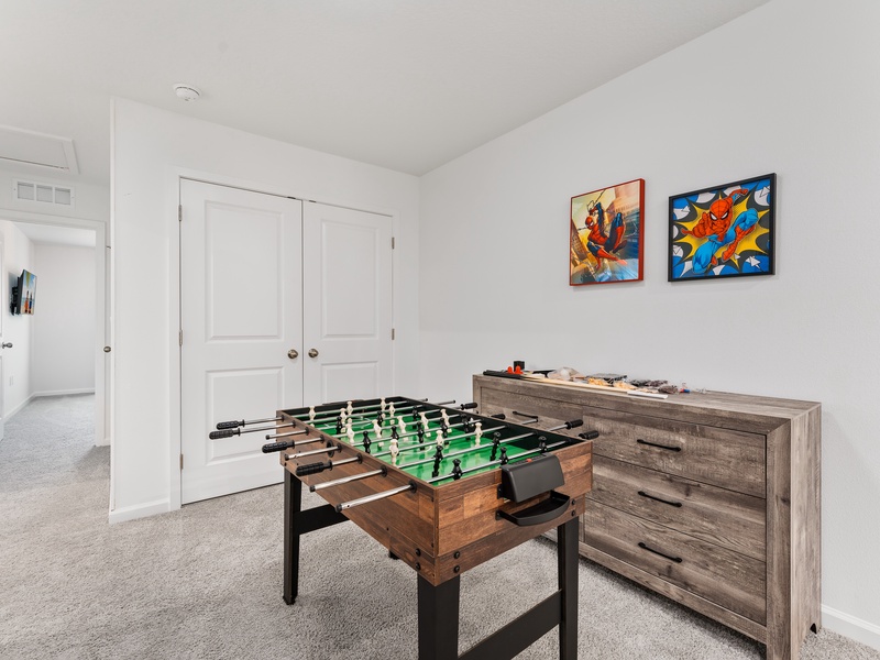 Challenge your family and friends to a fun match at the foosball table.