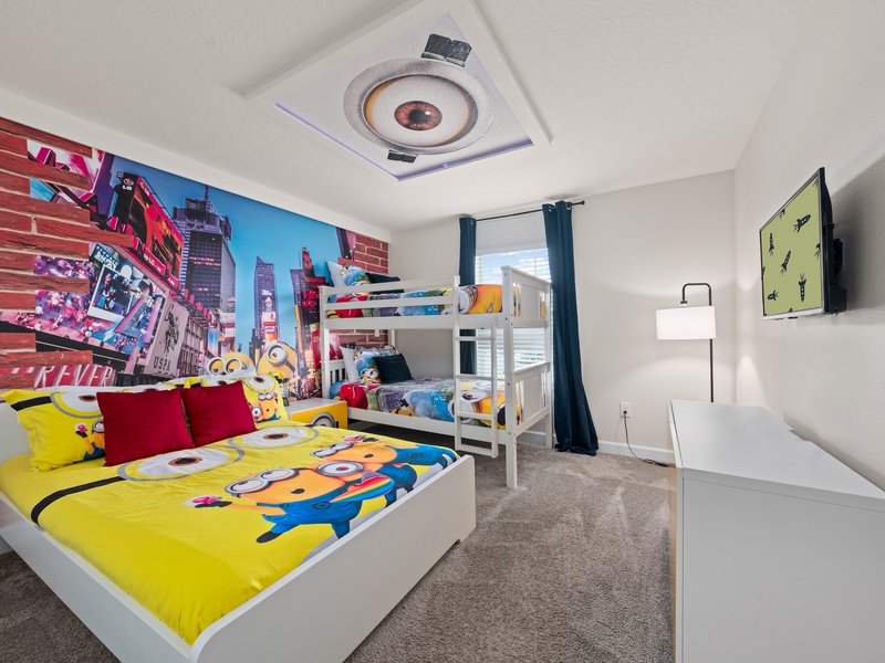 Each bedroom is equipped with its own TV and ample closet space for your convenience.