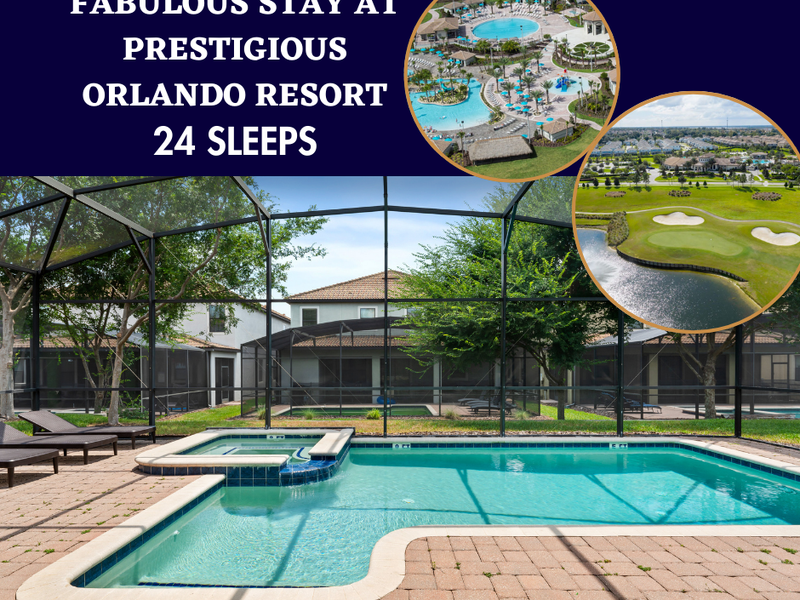 Stay in our 9-bedroom, 5-bath home at Champions Gate Resort, enjoy a private pool and full access to resort amenities!