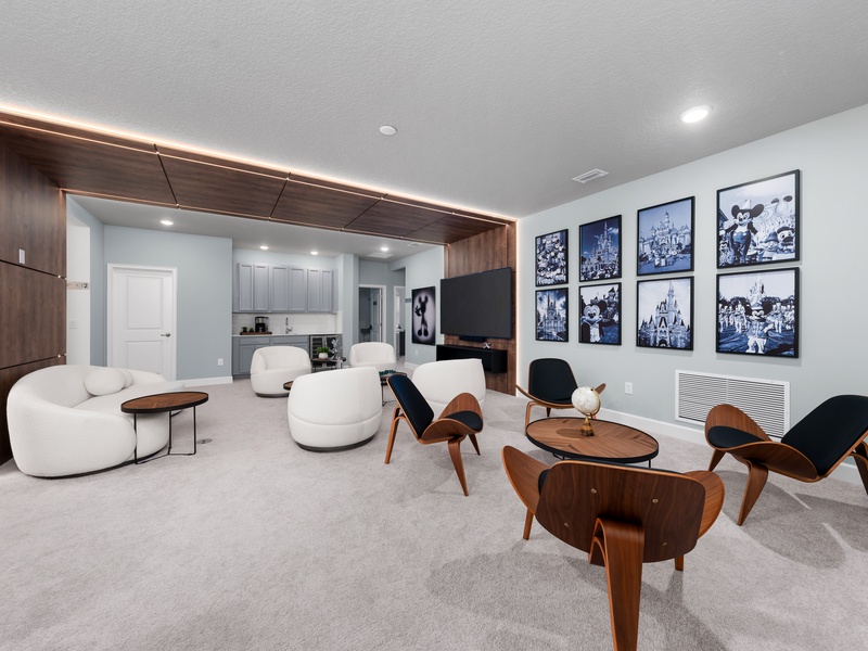 Our second TV room is the perfect space for relaxing movie nights, casual hangouts, or catching up on your favorite shows in a cozy and stylish setting.