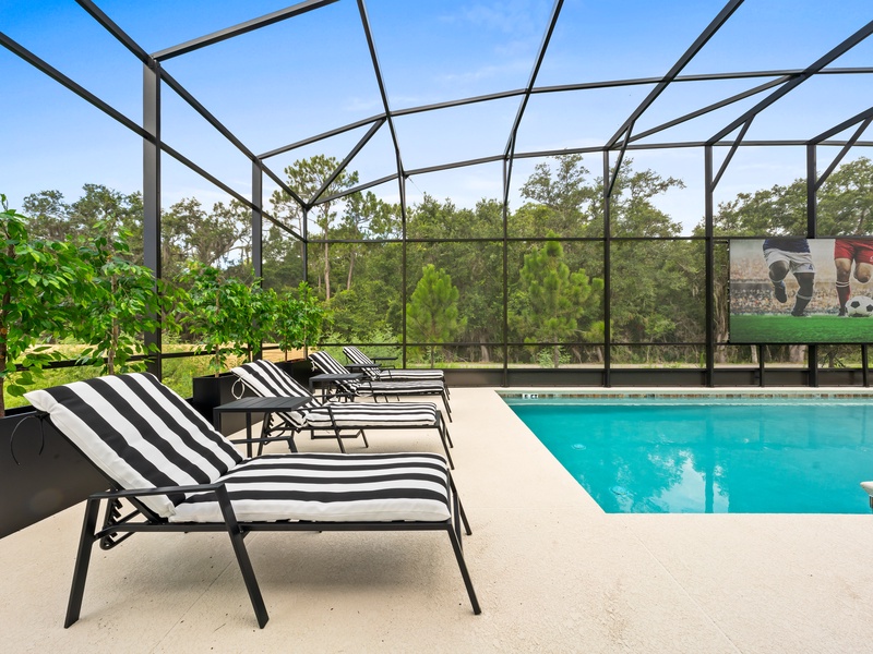 Lounge in luxury by the pool, fire up the grill, and enjoy fun karaoke nights on the big screen. All from the comfort of your private oasis!