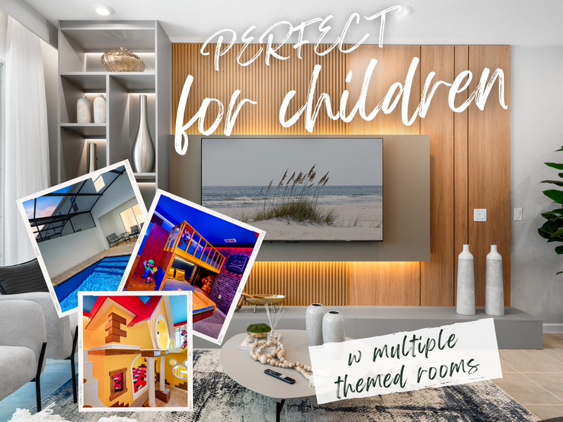 Stay in a one-of-a-kind, themed 6-bedroom, 4.5-bath townhome, the perfect fun-filled space for families and children to enjoy together!