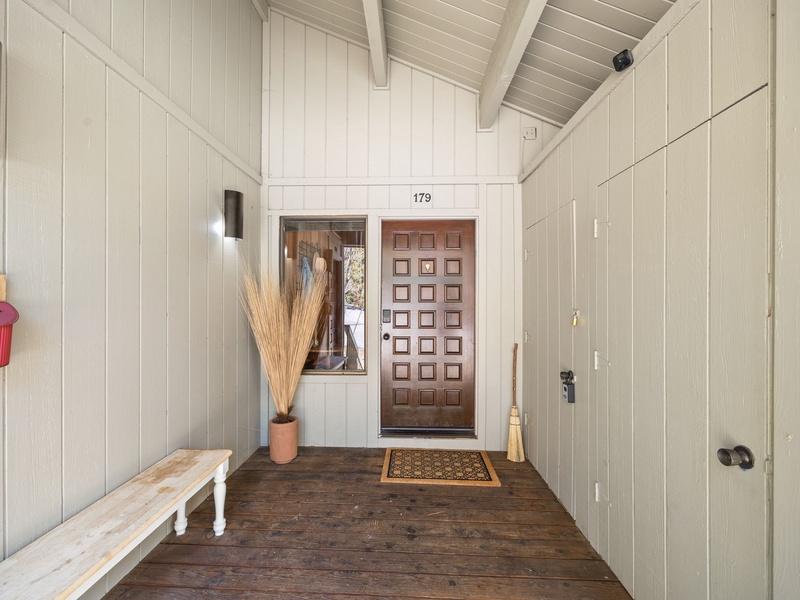 Covered entryway with bench seating