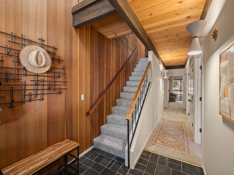 Travel up the stairs to the main living area