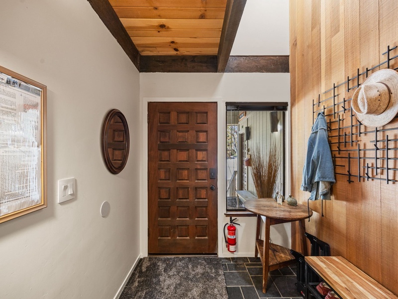 Front entryway with jacket and shoe storage