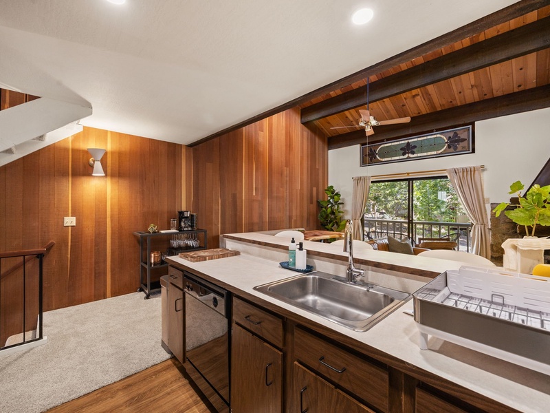 View of the main living area from the kitchen