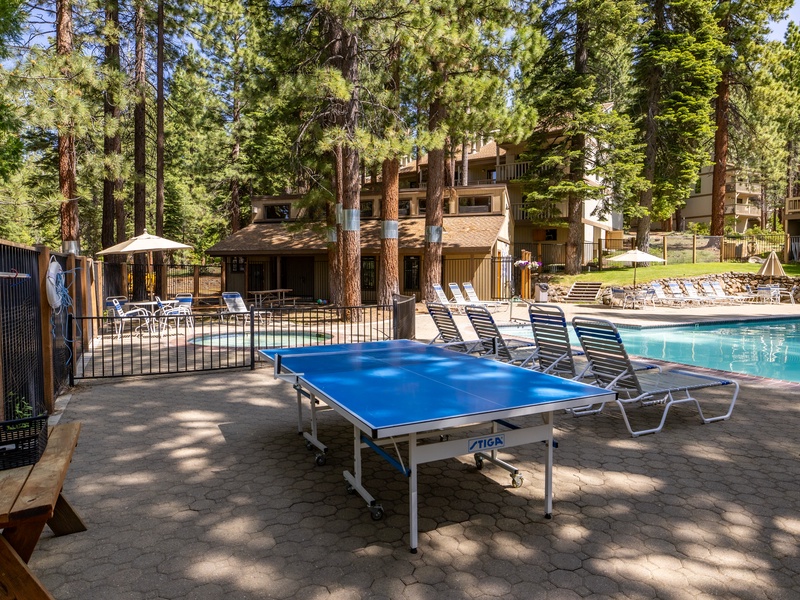 HOA ping pong table located at the pool