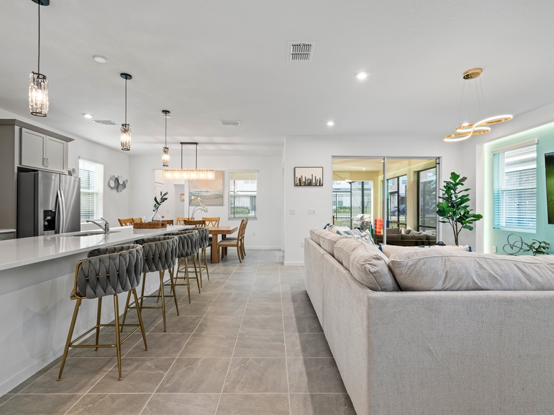 The house's open-concept layout is perfect for groups of friends and families.
