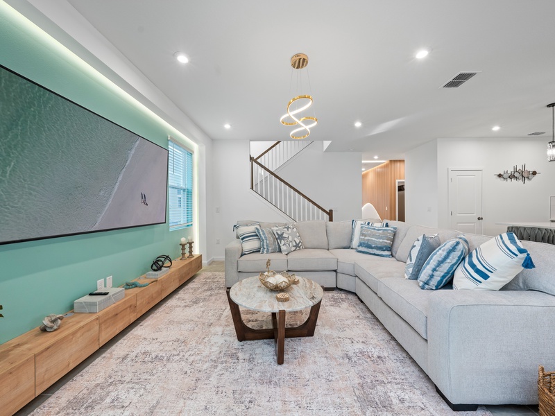 The house's open-concept layout is perfect for groups of friends and families.