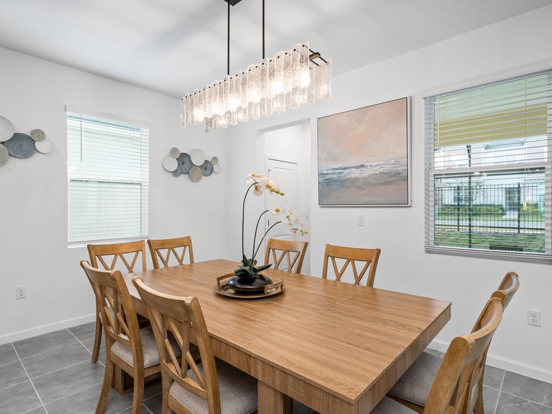 Dine in comfort at a 8-seat dining room.