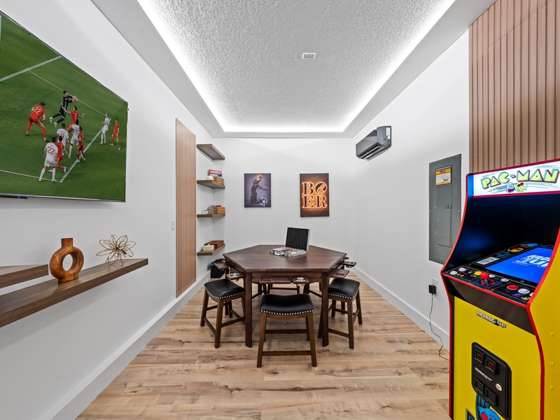 Enjoy some friendly competition in our cozy game room, a nice  space to relax and play with family and friends.