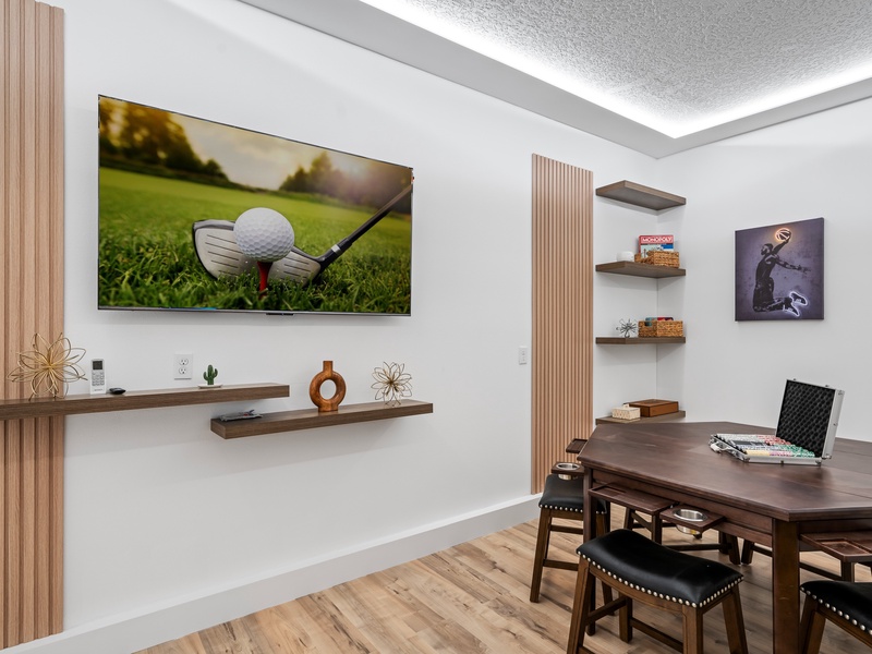 Enjoy some friendly competition in our cozy game room, a nice  space to relax and play with family and friends.