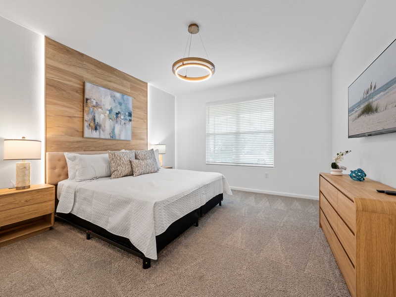 Rest in stylish, high-quality beds after a fun-filled day at the parks.