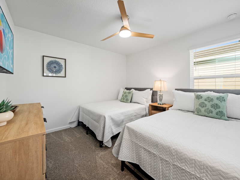 Rest in stylish, high-quality beds after a fun-filled day at the parks.